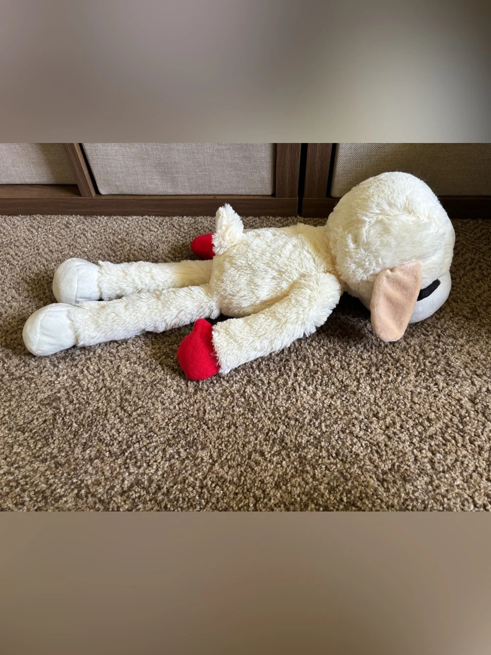 20” LambChop Plush with Red Mittens with Squeaker Dog Toy